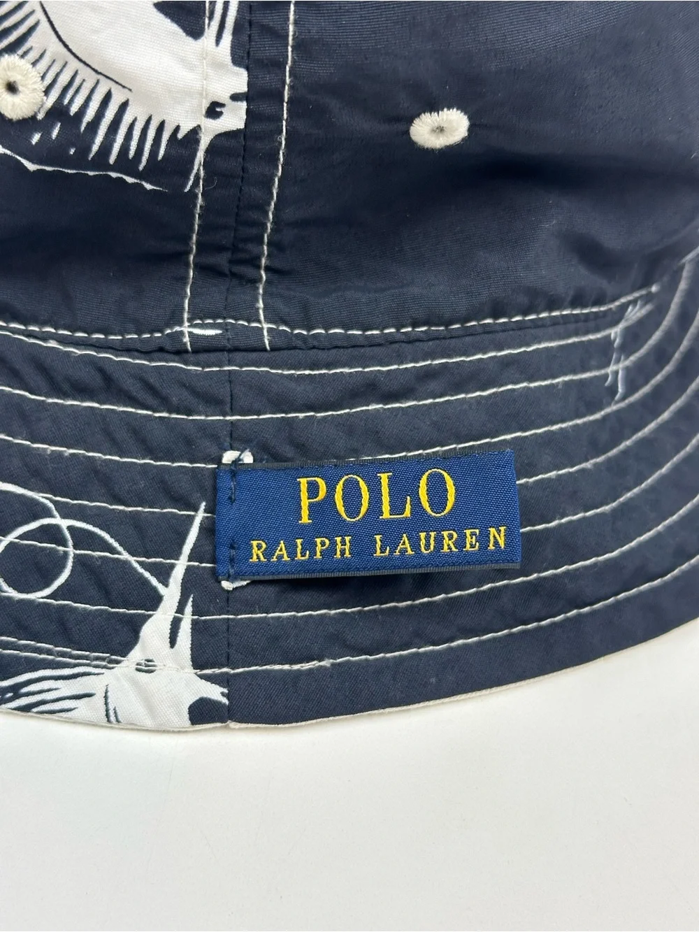 Polo by Ralph Lauren Reversible Cream Bucket Hat with Black Polo Player Logo